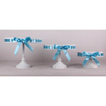 White/Blue Ribbon Set of 3 Tall Cake Stand