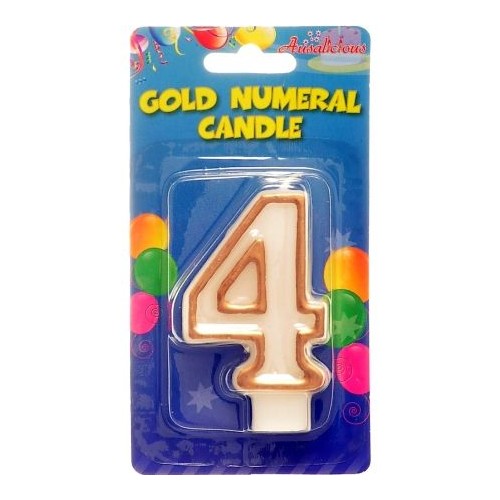 Candle - Numeral 4 Gold Edge  (1)