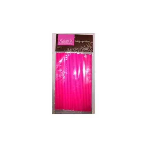 Lollipop Sticks   150mm Flouro Pink (25 pk)