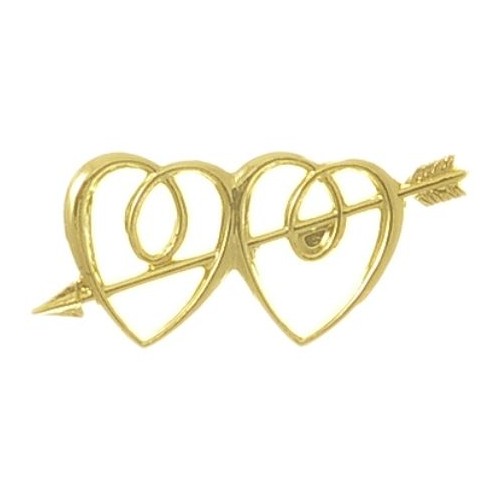 Ornament  Dbl Heart/Arrow Gold (Pk 12)