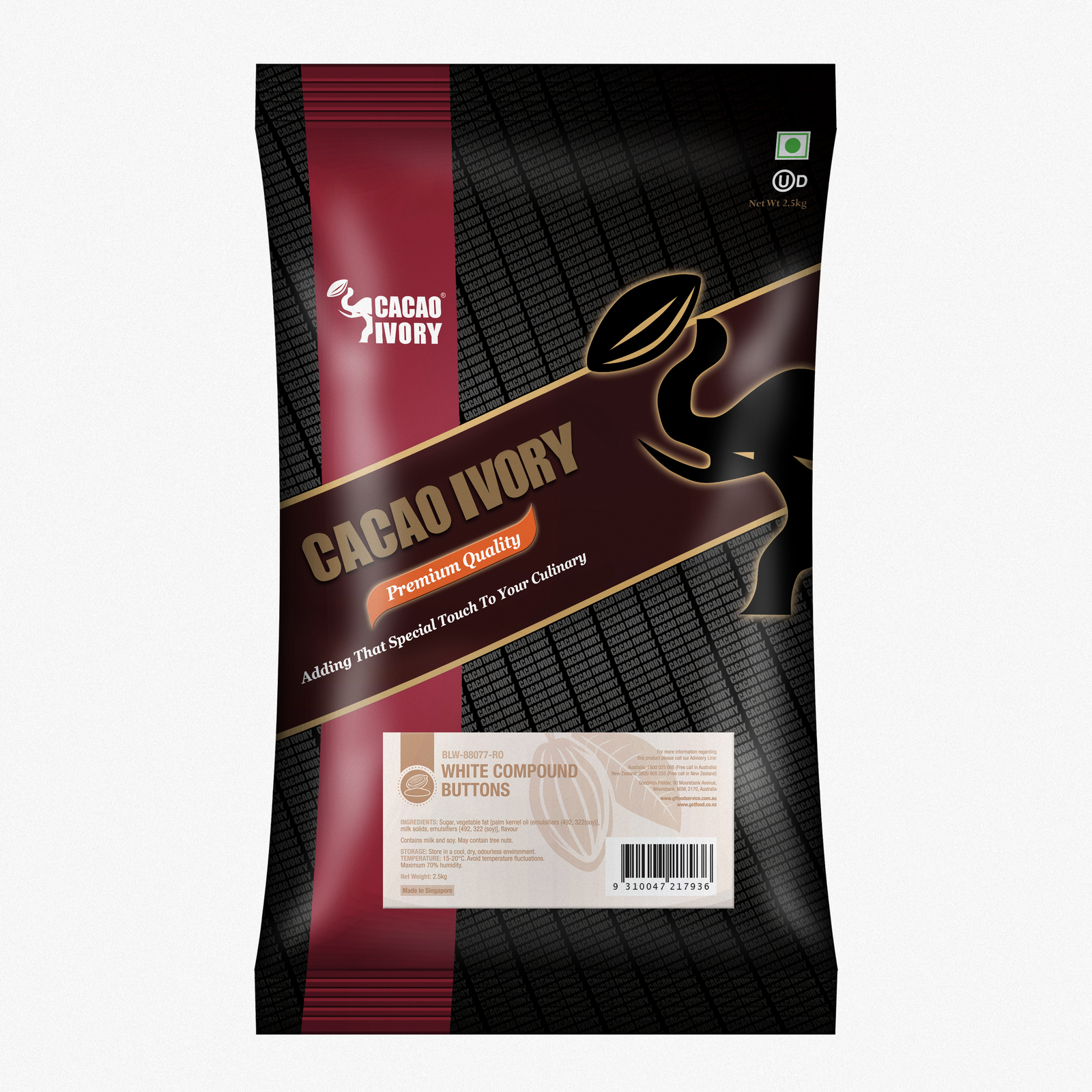 Cacao Ivory Dark Chocolate Buttons 2.5kg