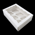 6 Hole Cupcake Box WHITE 4in High  - Bake Group 