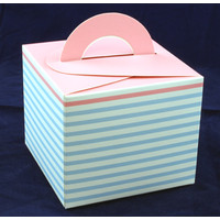 Cupcake Box Blue Stripe with Pink Top (10)