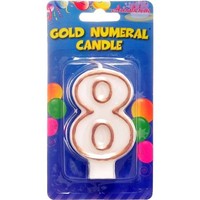 Candle - Numeral 8 Gold Edge  (1)