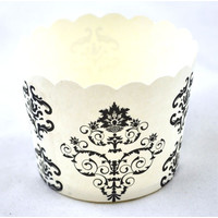 Cupcake Case Black Damask (Tube 25)