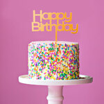 HAPPY BIRTHDAY - Gold Mirror 2 Cake Topper