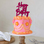 HAPPY BIRTHDAY - Hot Pink/Pink Layered Topper