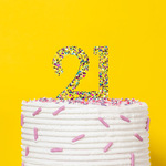 NUMBER 21 - Rainbow Glitter Topper