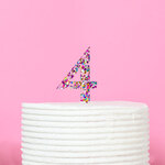 NUMBER 4 - Rainbow Glitter Topper