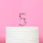 NUMBER 5 - Rainbow Glitter Topper