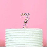 NUMBER 7 - Rainbow Glitter Topper