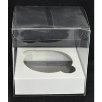 1 Hole Cupcake Box CLEAR 8cm - Silver Insert (50)