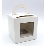 1 Hole Cupcake Box WHITE - Round Handle