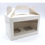 2 Hole Cupcake Box WHITE - Tag Handle