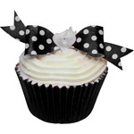 Edible Black Polka Dot Bows (10)  BEST BEFORE SEPT 22