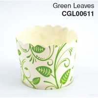 Cup Cake Case  Green Leaves (Tube 25)