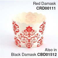 Cupcake Case  Red Damask (Tube 25)