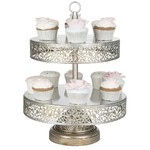 Victoria Silver 2 Tier Cupcake Stand