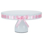 White/Pink Ribbon Set of 3 Cake Stand Short