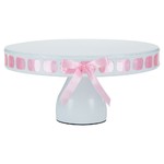 White/Pink Ribbon Set of 3 Cake Stand Short 