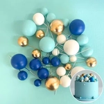 DECO FOAM BALL TOPPER | 32 PC SET -BLUE,WHITE & GOLD