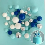 DECO FOAM BALL TOPPER | 32 PC SET -BLUE,WHITE & SILVER