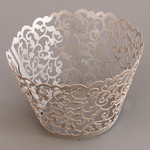 Cupcake Wrapper Pearl Silver Filligree (12)