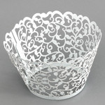 Cupcake Wrapper Pearl White Filigree (12)