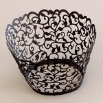 Cupcake Wrapper Black Black Filigree (12)