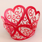 Cupcake Wrapper Pearl Red Hearts (12)