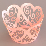 Cupcake Wrapper Pearl Pink Hearts (12)