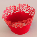 Cupcake Wrapper Pearl Red Rose Flower (12)