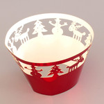 Cupcake Wrapper Metallic Red Christmas (12)