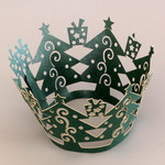Cupcake Wrapper Pearl Green Christmas Trees (12)