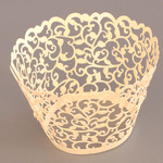 Cupcake Wrapper Pearl Ivory Filigree (12)