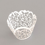 Mini Cupcake Wrapper White Pearl Filigree (12)