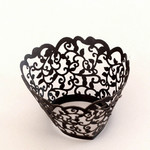 Mini Cupcake Wrapper Black Filigree (12)