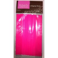 Lollipop Sticks   150mm Flouro Pink (25 pk)