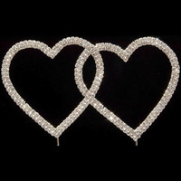 Bling Diamante 7cm Double Hearts