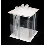 Clear Cake Box with Ribbon 8x8x10"