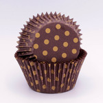 Confeta Patty Pan #750 Choc/Gold Polka Dot (500)