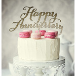 HAPPY ANNIVERSARY - Gold Cake Topper