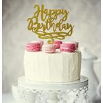 HAPPY BIRTHDAY - Gold Cake Topper
