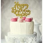 HAPPY BIRTHDAY - Gold Cake Topper