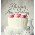 HAPPY ANNIVERSARY - Silver Cake Topper