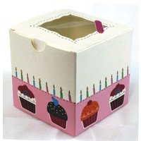 1 Hole Cupcake Box - Cake and Candles (50)