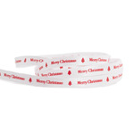 Grosgrain Satin Merry  Christmas Tree White & Red Ribbon 