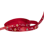 Ribbon Satin Merry Xmas Trees & Gingerbread Red (10mmx20m)