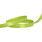Ribbon Satin Merry Christmas Mistletoe White Green(15mmx20m)
