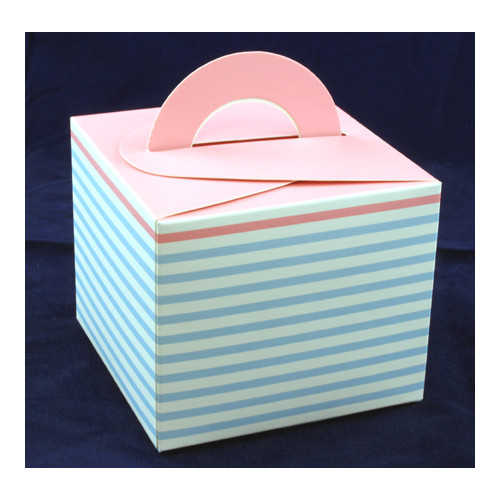 Cupcake Box Blue Stripe with Pink Top (10)